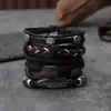 Fabricante de Origem de E-commerce Transfronteiriço Pulseira de Couro Trançado com Contas Conjunto de Pulseiras DIY Kit com 5 Peças Pulseira Masculina Retrô