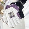 100.00kg chica gordita verano nuevo talla grande ropa de mujer ins casual selfie estampado manga corta Joker media manga camiseta 7072