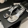 Sandalias Ligeras de Tacón Grueso y Punta Cuadrada Estilo Inspirado en Chanel, Sandalias Transparentes Slip-On Mariposa de Tacón Bajo que Aumentan la Altura, Nuevo Modelo Otoño 2025