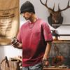 Camiseta Asot Lavagem Gradiente Verão Americana Manga Curta Marca Tendência Solta e Versátil Roxo Dopamina Top t Masculina Tendência