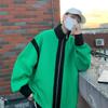 Hong Kong estilo Pu jaqueta bonita dos homens Primavera e Outono Nova marca de moda coreana oversize casual jaqueta de malha simples
