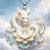 Nuevo Colgante de Dragón Blanco y Nube de Loto Estilo Chino, Collar de Dragón Pintado Estilo Nacional, Collar de Relieve Tridimensional de Lujo Ligero Unisex