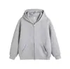 Sudadera gris con doble cremallera estilo americano transfronteriza para hombre, marca de moda, resistente, corte holgado, versátil, casual, sudadera con capucha para pareja