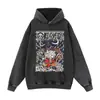 Venta Directa de Fábrica Sudadera con Capucha Anime Retro Americano Desgastado Estampada Peso Pesado Holgada Unisex Marca Tendencia Urbana Sudadera con Capucha