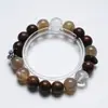 [Cristal Marrom Mulu] Pulseira de Cristal Branco de Grama Natural para Mulheres Mais Fácil de Combinar Cristal Leite de Chá Pulseira Luar Atacado