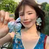 Pendientes de Flor Coloridos con Aguja de Plata Estilo Vacaciones de Verano, Pendientes de Moda de Lujo Ligero de Alta Gama, Accesorios para Orejas de Nicho para Mujeres