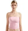 Top Tubo Dupla Camada Estilo Europeu e Americano, Puro e Elegante, Design Transfronteiriço, Curto e Ajustado ao Corpo, Roupa Feminina Sexy e na Moda