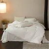 Juego de Cuatro Piezas de Lino Yulu Francés para Cama Doble de Algodón-Lino, Ropa de Cama Estilo Sábana de Color Sólido, Sábana, Funda de Almohada, Lino Puro