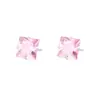 Pendientes Cuadrados Rosas de Plata de Ley S925 con Diamantes Rosas, Adecuados para Perforación de Oreja, Joyería de Plata con Diamante de Zirconia Cuadrado para Hélice de Oreja