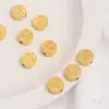 Cuentas Redondas Doradas con Patrón de Arena Galvanizada Fuerte, Cuentas Espaciadoras Redondas Planas de Flor de Loto, Cuentas Espaciadoras de Flor de Durazno, Accesorios para Pulseras de Tejido DIY