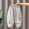 0991 ropa infantil pantalones de niño verano pantalones anti-mosquitos 2026 nuevos pantalones largos holgados finos pantalones cargo de verano para niños