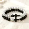 Pulsera de Turquesa Blanca Natural Pulsera Magnética para Pareja Día de San Valentín Imán de Corazón de Amor Pulsera para Pareja Hecha a Medida