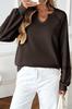 Sudadera de Manga Larga Suelta de Moda con Empalme de Encaje, Color Puro, Cuello Medio Abierto, para Amazon Transfronterizo Europeo y Americano 2025