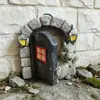 Novo ornamento de dragão bonsai fofo para a varanda, estátua de artesanato em resina de dinossauro abrindo a porta do jardim