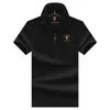 Verão Novo Pullover Bordado Lapela Manga Curta Diário Casual Spot Middle-aged Business Moda Solid Color Camisa Polo para Homens