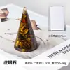 Estante de almacenamiento de anillos con forma de cono de grava de cristal natural, manualidades de cristal de resina, pirámide con forma de cono al por mayor