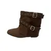 Botas Vaqueras de Gamuza con Aumento Interno Retro para Mujer 2026 Nuevas Botas Cortas de Temperamento Otoñal Botas para Pantalón de Pierna Apilada Botas de Cowboy
