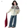 Novo suéter com capuz estilo Fair Isle para meninas, suéter de malha com zíper estilo coreano, peça de cima versátil para usar como outer wear na primavera e no outono