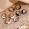 Moda Europea y Americana Sencillos de Alta Gama Pendientes de Acero de Titanio Acero Inoxidable Chapado en Oro de 18K Forma de Pera Roscados Goteo de Aceite Pendientes Pequeños para Mujeres