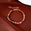 Pulsera Redonda de Piedras de Colores Dopamina Nuevo Estilo Chino Lujo Ligero Moda Pulsera Nicho Diseño de Gama Alta Joyería Hecha a Mano para Mujeres