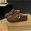 Mules estilo Birkenstock para mujer con pedrería que aumentan la altura, chanclas perezosas de meter para uso en exteriores, nuevo modelo de otoño