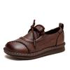 Jie Zhu 2025 Outono Novo Retro Cadarço Frontal Casual Costurado Plano Sapatos Femininos Boca Rasa Modernos Confortáveis Versáteis
