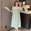 Bata de Noche de Manga Corta Estilo Palacio Transfronteriza para Mujer, Algodón Jacquard de Verano, Gama Alta, Pijama Reductor de Edad, Talla Grande, Ropa de Casa Holgada