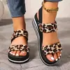 Nuevas Sandalias de Cuña Rayadas de Eva con Estampado de Leopardo Moda Transfronteriza Talla Grande para Mujer Sandalias de Playa Elevadoras de Suela Gruesa Verano