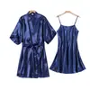 Pijama Estilo Nuevo para Mujer Verano Delgado Tirantes Camisón de Seda Sexy Chaleco de Seda de Hielo Falda Base para Mujer Ropa Exterior