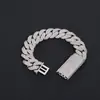 Hip-Hop Transfronteiriço 18mm Zircônia Corrente Cubana Bolha Pulseira Masculina Acessórios Joias de Rua Tendência Europeia e Americana Personalização