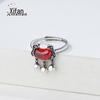 Anel de trava s925 prata de lei vida longa feminino prata tailandesa artesanato antigo retrô Anel Sino de Rubi ajustável