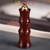 Frasco Giratorio de Calabaza Ébano para Rapé con Junta de Bambú Tallada, Florero Hueco Incrustado con Latón, Simbolizando Prosperidad y Ascensión