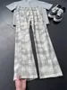 Calça Masculina Xadrez Retro Americana Micro-Flare Outono Ajuste Relaxado Preguiçoso Calça Reta Emagrecedora Calça Longa Esportiva Casual