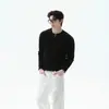 Estilo Otoño/Invierno 2026 Estilo Old Money Estilo Casual Suéter de Punto con Cuello Henley para Hombre Manga Larga Negra Versátil Suéter Base