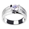 Anel Moissanita Imitação Malha para Homens, Anel Banhado a Ouro 18K com Diamante de 1 Quilate, Anel de Superfície Areia Fosca Discreta e Estável para Negócios