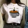 Camiseta de manga corta para mujer 2023 estampado de copa de vino manga corta estación independiente talla europea chica rellenita camiseta básica cuello redondo