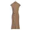 Vestido de verano 2023 con escote tipo tubo, manga corta, plisado, sexy, con abertura lateral y cintura alta para mujer