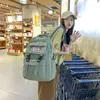Mochila de Cor Sólida Campus Casal Grande Capacidade Bolsa Escolar para Aluno do Ensino Médio Estilo Mori Versátil Viagem Bolsa de Ombro Dupla Feminina Proteção da Coluna