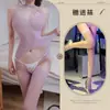 Lencería Sexy Nuevo Morado Una Pieza Medias de Red Transparentes Body con Abertura en la Entrepierna y Cuello Halter Estilo Europeo y Americano Venta al por Mayor