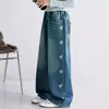 Jeans de primavera e outono para meninas 2026 novo jeans casual estilo coreano de perna reta com design de coração na lateral para meninas mais velhas
