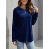 Nuevo Top de Punto para Mujer Otoño/Invierno 2026 Europeo y Americano Transfronterizo Color Sólido Casual Holgado Cuello Redondo Dobladillo Curvo Alto-Bajo para Mujer