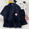 2024 Nuevo Pijama de Algodón Nube para Mujer Verano Manga Corta Shorts Dulce Lindo Dibujos Animados Ropa de Casa para Dama traje