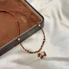 Moderna y Exquisita Cadena para Clavícula de Lujo Ligero para Mujer con Colgante de Caballo Esmaltado Rojo Estilo Chino
