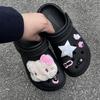 Sapatos de caverna fivela de sapato de flor desenho animado fofo KT gato estrela rosa pelúcia tridimensional faça você mesmo acessórios decorativos removíveis