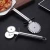 Cortador de pizza de rodillo de acero inoxidable para el hogar, creativo, de doble rueda, con encaje, cuchillo de rueda para hornear, utensilio de cocina