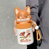 Zootopia Termo Original Judy Nick Aspecto Elegante Taza de Doble Uso Escolar Linda Portátil con Correa Taza de Agua