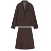 Comercio Exterior Transfronterizo Ropa de Mujer Otoño e Invierno 2025 Estilo Europeo y Americano Traje de Chaqueta de Doble Botonadura + Traje de Falda Ancha Plisada para Mujer M561514/5