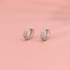 Brincos Geométricos Coreanos de Strass Prateados de Camada Dupla para Mulheres, Brincos de Argola Simples e Elegantes, Brincos Versáteis Minimalistas de Nicho Estilo Hong Kong