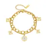 Pulsera de Acero de Titanio con Trébol de Cuatro Hojas de Venta Caliente Transfronteriza para Mujer, Diseño de Nicho de Lujo Ligero, Pulsera de Moda, Sencilla, Versátil y Lujosa