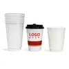 Taza de Papel Desechable de Doble Capa Hueca Aislante para Llevar Bebidas Calientes Taza de Papel Desechable Ecológica para Café con Tapa